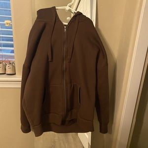 brown zip up!